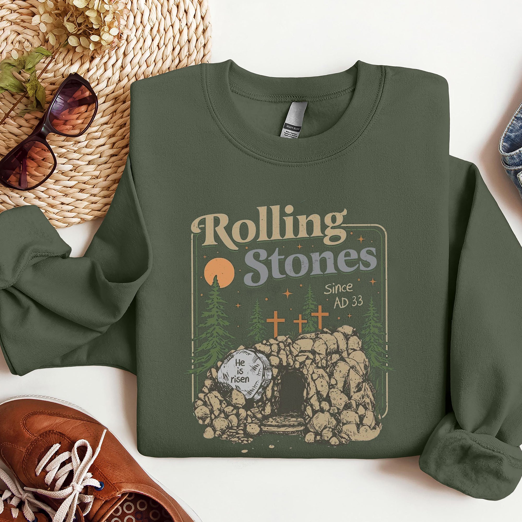 Rolling Stones Easter T-Shirt, Trendy Easter Shirt, Jesus Christ Shirt, Gift For Christian, Faith-Based Graphic Tee. ILAF44